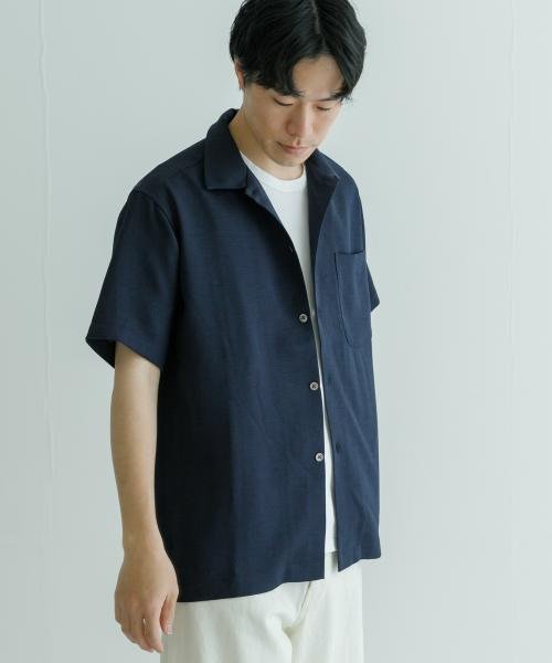 URBAN RESEARCH(アーバンリサーチ)/『UR TECH DRYLUXE』リネンライクショートスリーブシャツ/NAVY