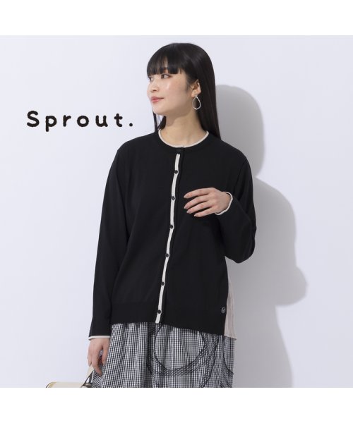 Liliane Burty(リリアンビューティ)/【Sprout.】バックコンシャス　配色使いカーディガン/ブラック