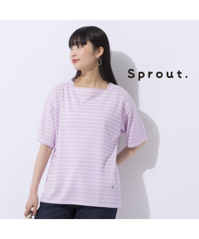 【Sprout.】ポンチボーダー　ドロップショルダーTシャツ