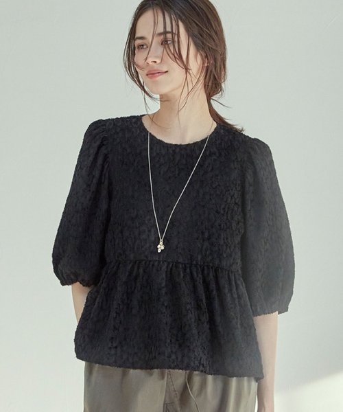 NIJYUSANKU（SMALL SIZE）(23区（小さいサイズ）)/【SLOW/一部店舗限定】カットジャカード ブラウス/ブラック系