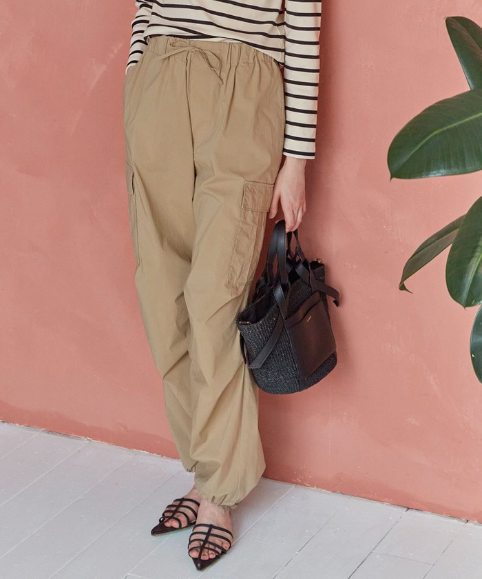 SLOW/好評につき新色追加】ミリタリーストレッチタフタ カーゴパンツ