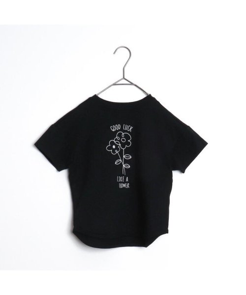 p.premier(ピードットプルミエ)/2柄刺繍半袖Tシャツ/ブラック