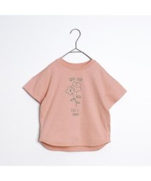 p.premier(ピードットプルミエ)/2柄刺繍半袖Tシャツ/ピンク