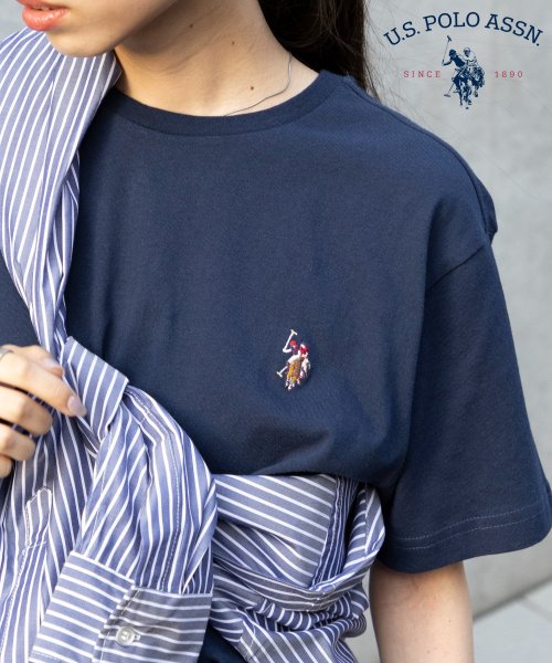 US POLO ASSN(ユーエスポロアッスン)/◎SETUP7別注◎【U.S. POLO ASSN / ユーエス ポロ アッスン】ワンポイント ポニー 刺繍 Tシャツ ユニセックス 半袖/ネイビー2