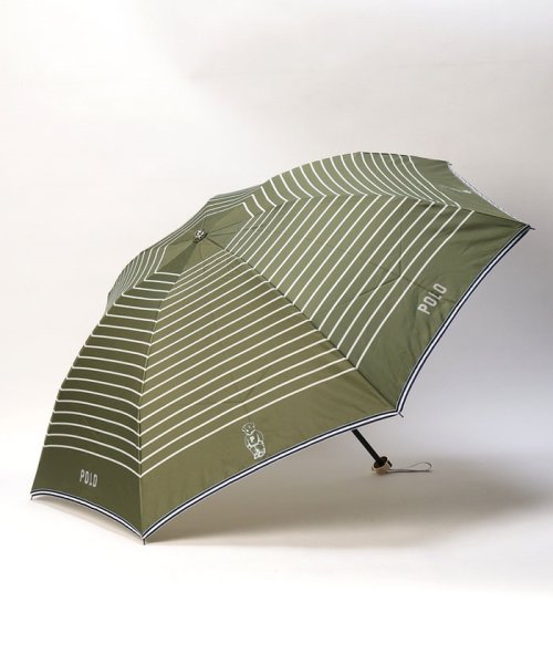 POLO RALPH LAUREN(umbrella)(ポロラルフローレン（傘）)/折りたたみ傘　ツイルボーダー/オリーブグリーン