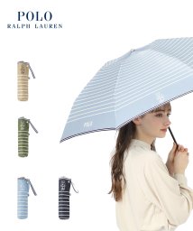 POLO RALPH LAUREN(umbrella)(ポロラルフローレン（傘）)/折りたたみ傘　ツイルボーダー/サックスブルー