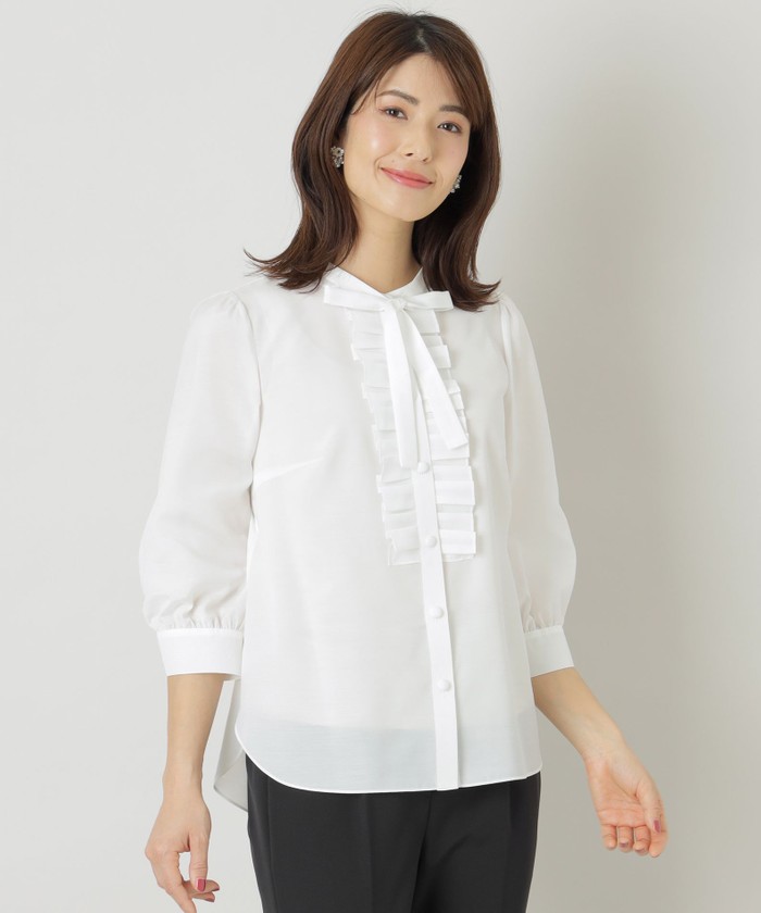 TO BE CHIC大きいサイズ フリル付きレースチュニック 長袖 その他｜シャツ・ブラウス｜TO BE CHIC(トゥー ビー シック