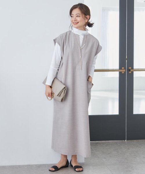 《大きいサイズ》辛口シックなレイヤードワンピース《三尋木奈保コラボ》 