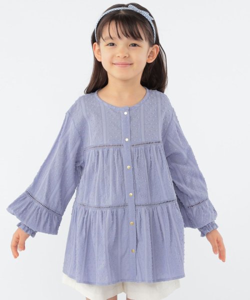 SHIPS KIDS(シップスキッズ)/SHIPS KIDS:100～130cm / スナップ ボタン ティアード ブラウス/ライトブルー