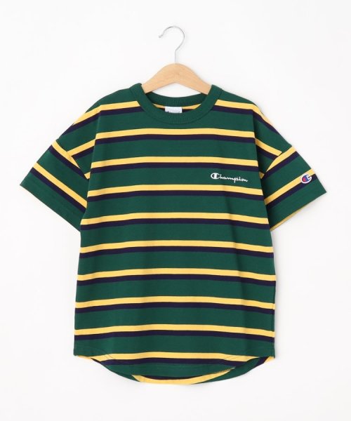 SHOO・LA・RUE(Kids) (シューラルーキッズ)/【Champion】マルチボーダー半袖Tシャツ/グリーン（322）