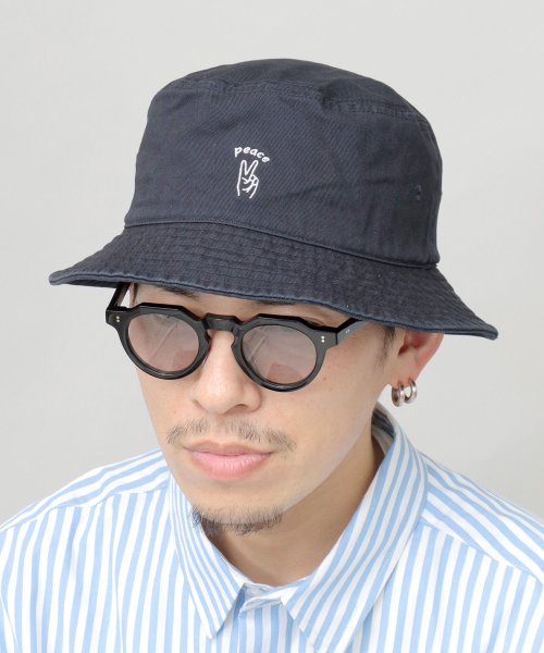 Besiquenti(ベーシックエンチ)/BASIQUENTI ベーシックエンチ バケットハット 帽子 刺繍 バケハ コットン/ネイビー