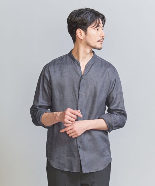 BEAUTY&YOUTH UNITED ARROWS(ビューティーアンドユース　ユナイテッドアローズ)/【WEB限定 WARDROBE SMART】リネン バンドカラー スキッパーシャツ/DKGRAY