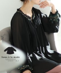 Sawa a la mode/レディース 大人 上品 オリエンタル柄刺繍のシアーシャツブラウス/505994250