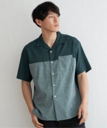 ikka(イッカ)/バイカラーオープンカラーシャツ/グリーン