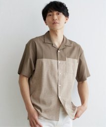 ikka(イッカ)/バイカラーオープンカラーシャツ/ベージュ