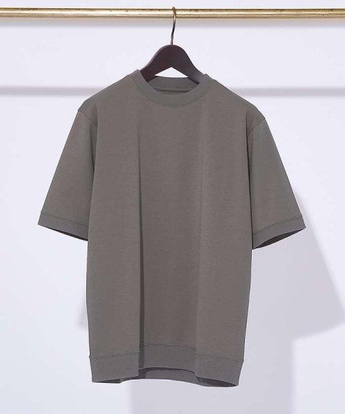 ABAHOUSE(ABAHOUSE)/【リブ付】シルケット ポンチ 半袖 Tシャツ/モカ