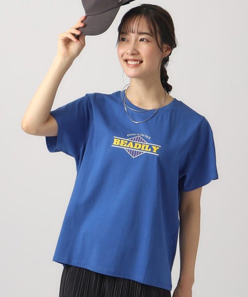 SHOO・LA・RUE Cutie Blonde(シューラルー　キューティーブロンド)/【洗える/プチプラ】コンパクト プリントTシャツ/ブルー（892）