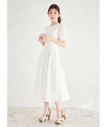 tocco closet(トッコクローゼット)/バックレースアップギャザースリーブカットワークレースワンピース/Off-white