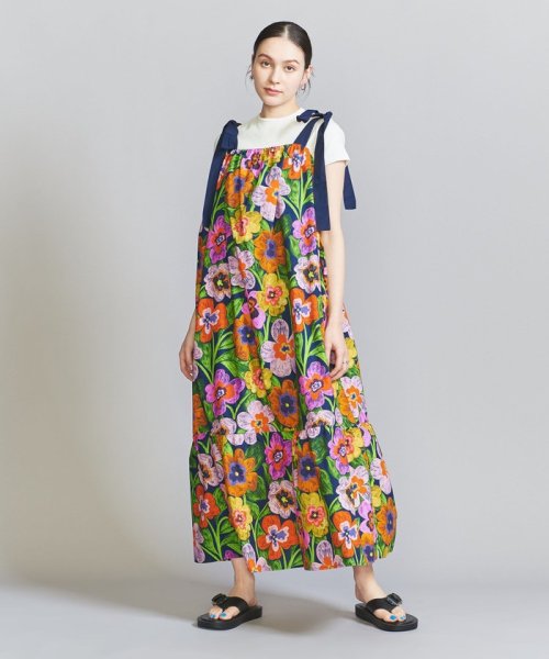 ＜FRNCH＞フラワープリント リボンワンピース  Z1360348738(10450円)