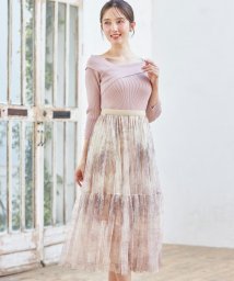 tocco closet(トッコクローゼット)/トワルドジュイプリントチュールティアードスカート/BEIGE