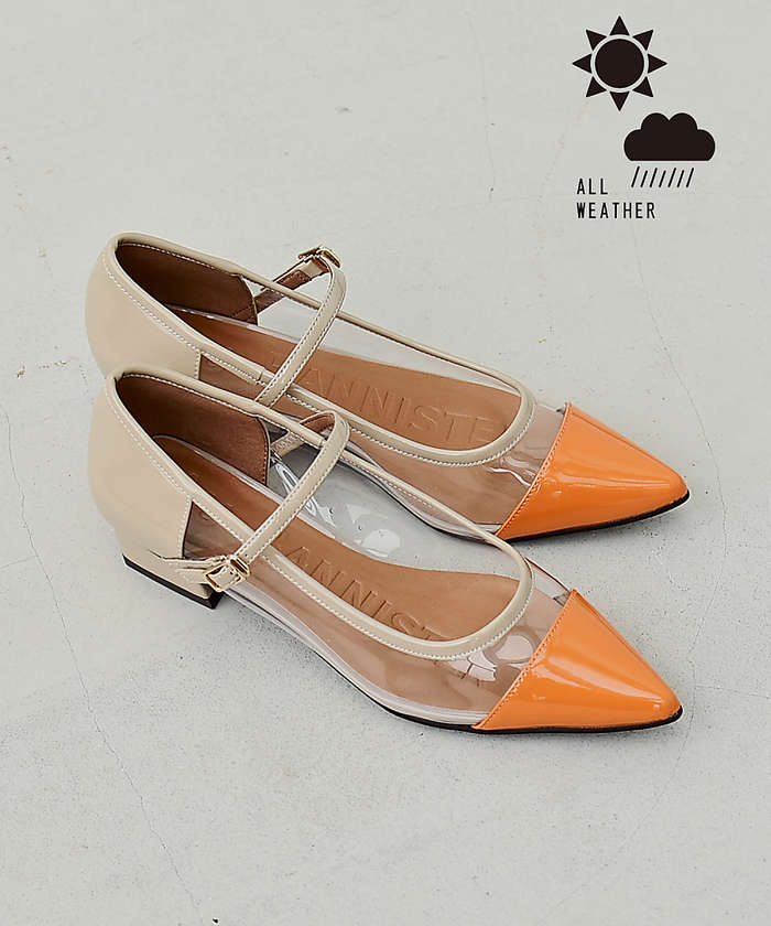 AuBANNISTER 【晴雨兼用】メリージェーンフラットパンプス オレンジ 39