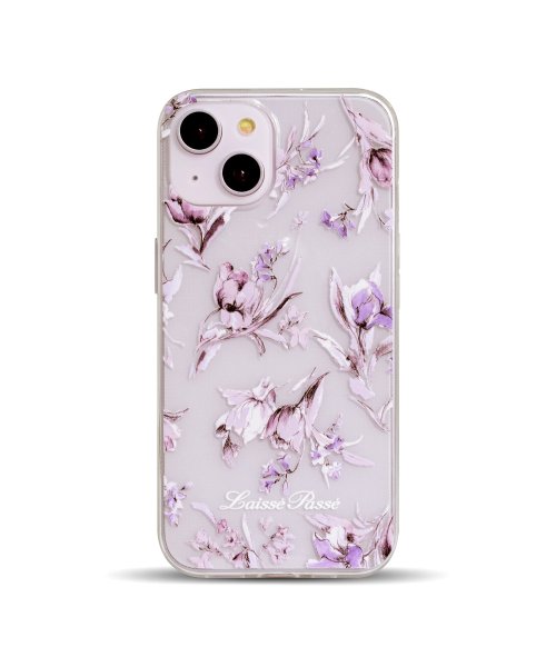 LAISSE PASSE(レッセパッセ)/iPhone15/14/13 LAISSE PASSE [TPUクリアケース/水彩花/WHITE]/パープル