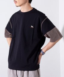 GLOSTER(GLOSTER)/【GLOSTER/グロスター】フレンチブルドッグ刺繍 フットボールTシャツ 5分袖/ブラック