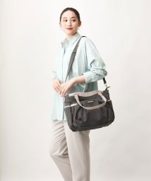 MK MICHEL KLEIN BAG(エムケーミッシェルクランバッグ)/【2WAY/撥水加工】レザーポイントナイロントートバッグ/グレー