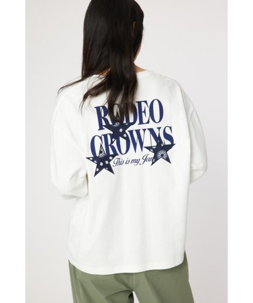 RODEO CROWNS WIDE BOWL(ロデオクラウンズワイドボウル)/バンダナスターアップリケL/S Tシャツ/WHT