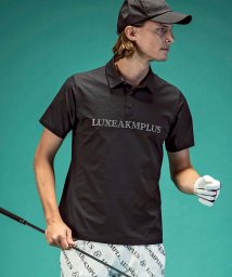 LUXEAKMPLUS(LUXEAKMPLUS)/LUXEAKMPLUS(リュクスエイケイエムプラス)ゴルフ ラインストーンロゴ半袖ポロシャツ/ブラック
