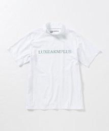 LUXEAKMPLUS(LUXEAKMPLUS)/LUXEAKMPLUS(リュクスエイケイエムプラス)ゴルフ ラインストーンロゴ半袖モックネックTシャツ/ホワイト系1