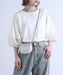 osharewalker(オシャレウォーカー)/接触冷感『ランタンスリーブTシャツ』/オフホワイト