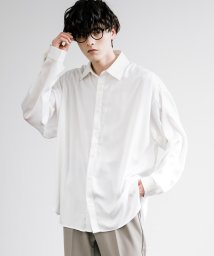 Rocky Monroe/サテンシャツ 光沢 ドレスシャツ メンズ レディース 長袖 無地 白シャツ レギュラーカラー オーバーサイズ ビッグシルエット ルーズ ゆったり カジュアル シ/505995793