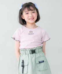 JENNI belle(ジェニィベル)/【WEB限定】ハートくり抜きメローリブTシャツ/ピンク