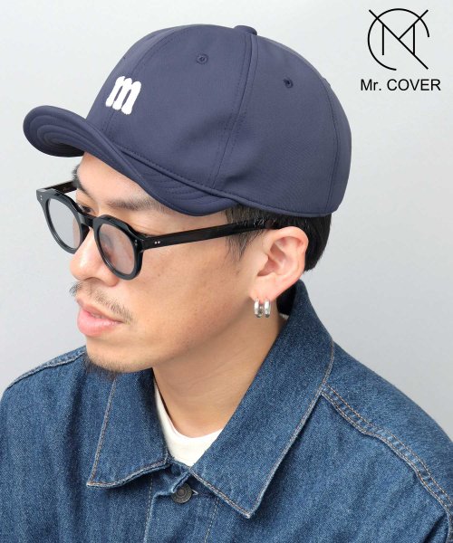 Mr.COVER(ミスターカバー)/Mr.COVER ミスターカバー キャップ 帽子 アンパイアキャップ メンズ ショートバイザー チェーン刺繍 無地/ブルー