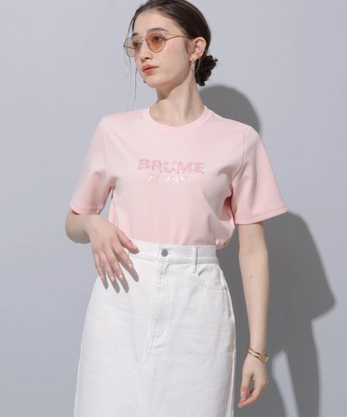 Rirandture(リランドチュール)/スパンコール刺繍Tシャツ/ピンク