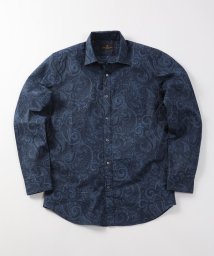 Men's Bigi(メンズビギ)/コットンシアサッカーペイズリープリントシャツ/ブルー