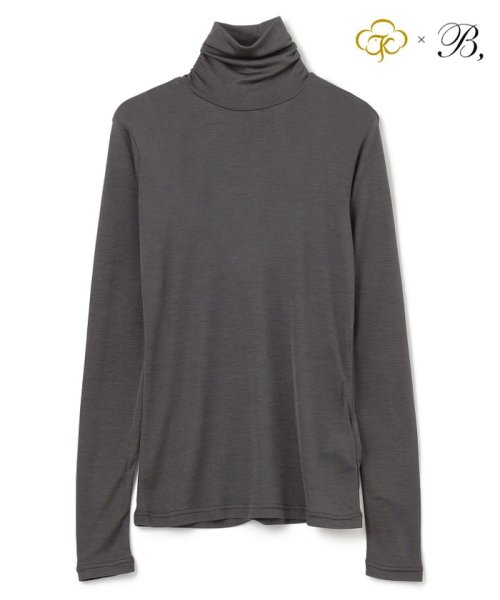 BEIGE，(ベイジ，)/Washable Silk / Hi－neck Long Sleeve T ハイネック Tシャツ/CHARCOAL