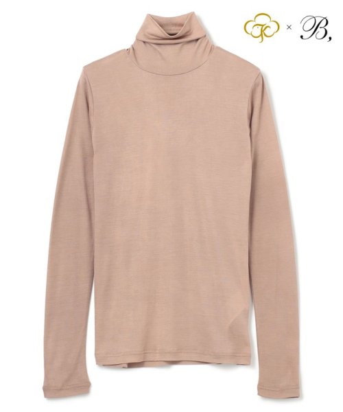 BEIGE，(ベイジ，)/Washable Silk / Hi－neck Long Sleeve T ハイネック Tシャツ/TAUPE