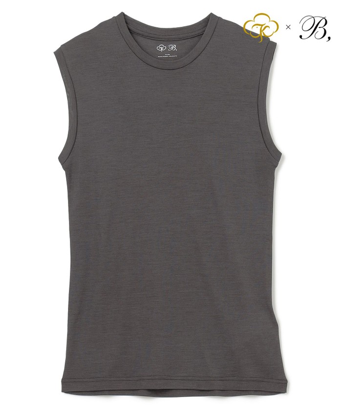 BEIGE Washable Silk / Sleeveless T スリーブレスTシャツ CHARCAOL M BEIGE Washable Silk / Sleeveless T スリーブレスTシャツ CHARCAOL M