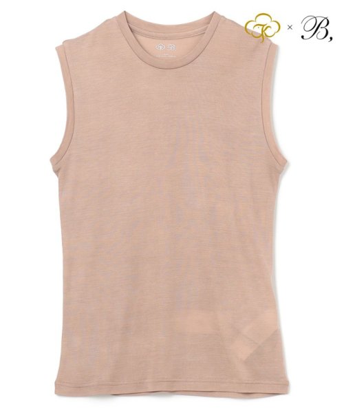 BEIGE，(ベイジ，)/Washable Silk / Sleeveless T スリーブレスTシャツ/TAUPE