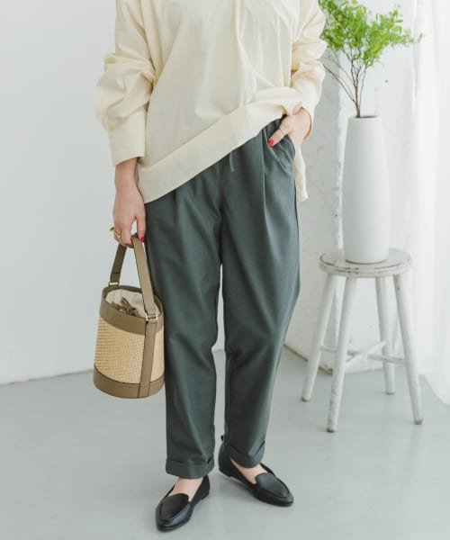 ITEMS URBANRESEARCH(アイテムズ アーバンリサーチ（レディース）)/リネン混イージーパンツ/GRN