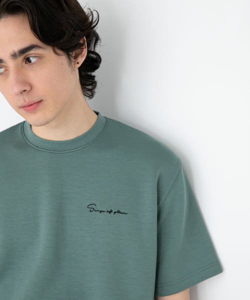 SENSE OF PLACE by URBAN RESEARCH(センスオブプレイス バイ アーバンリサーチ)/『ユニセックス』シシュウダンボールポンチTシャツ(5分袖)/GREEN