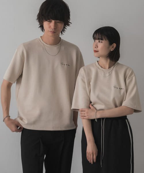 SENSE OF PLACE by URBAN RESEARCH(センスオブプレイス バイ アーバンリサーチ)/シシュウダンボールポンチTシャツ(5分袖)/GREIGE