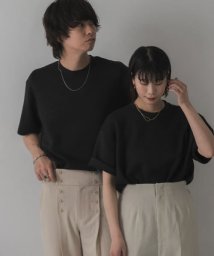 SENSE OF PLACE by URBAN RESEARCH(センスオブプレイス バイ アーバンリサーチ)/『ユニセックス』ダンボールポンチTシャツ(5分袖)/BLACK