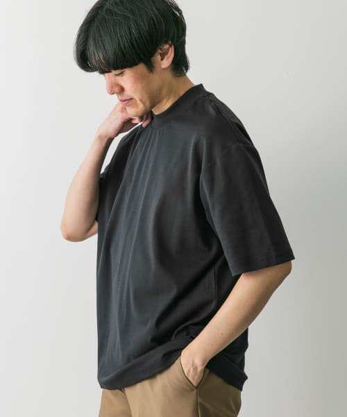 URBAN RESEARCH DOORS(アーバンリサーチドアーズ)/『UR TECH』防汚加工モックネックTシャツ/BLACK