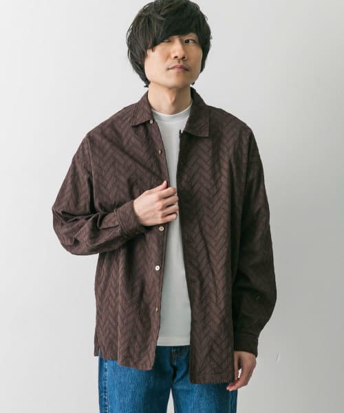 URBAN RESEARCH DOORS(アーバンリサーチドアーズ)/カラミロングスリーブシャツ/BROWN