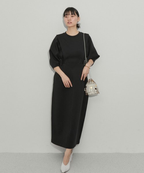 【サステナブル】サイドベルトダンボールワンピース サステナブル COTTON