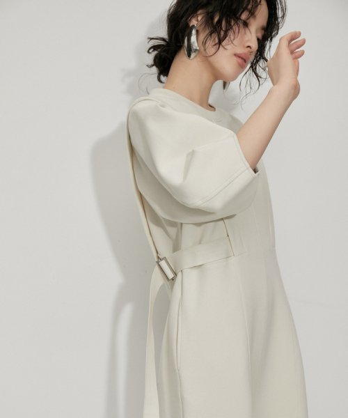 【サステナブル】サイドベルトダンボールワンピース サステナブル COTTON