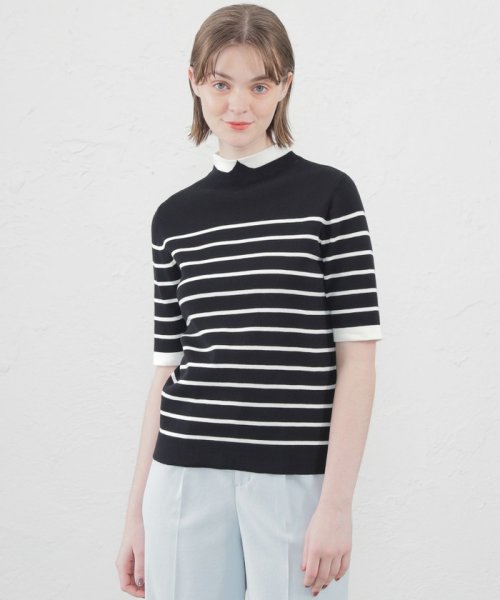 MACKINTOSH PHILOSOPHY(マッキントッシュ フィロソフィー)/Cleric Collar knit/ブラック